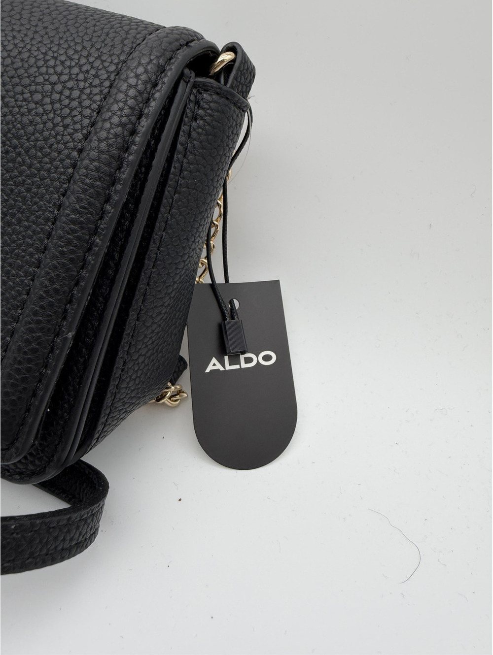 ALDO Black Pebbled Leather Crossbody Bag with Gold Tone Hardware - Picture 2 of 5